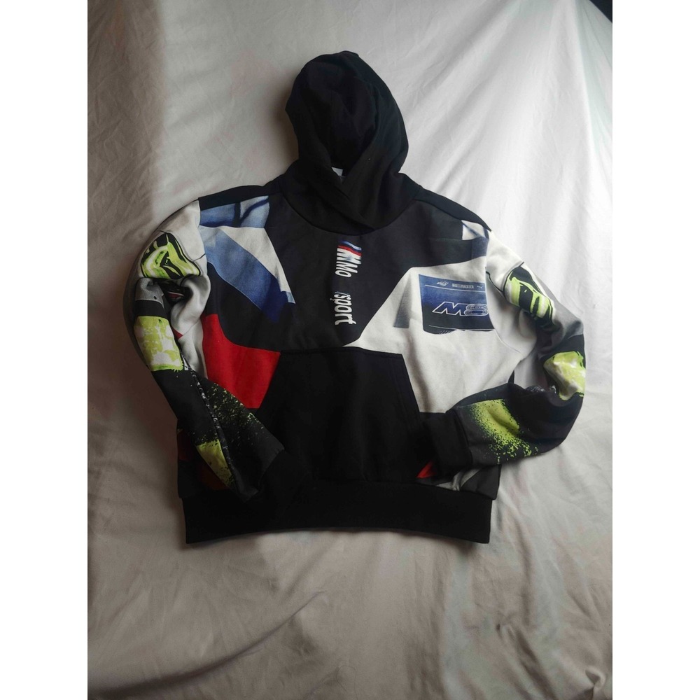 Puma BMW Motorsport Hoodie Mens Size XS Black Graphic Streetwear Athletic Sporty